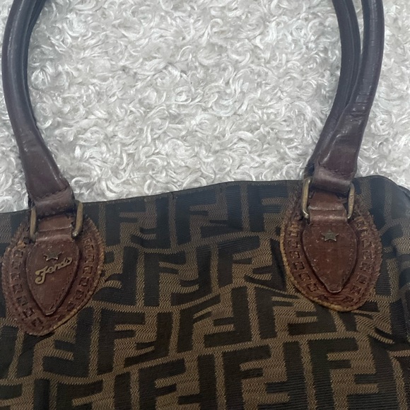 FENDI Tobacco Zucca Chef De Jour Canvas/Leather Medium Tote Bag - Picture 7 of 16